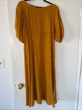 All Things Fabulous Mustard Maxi Dress with Puff Sleeves